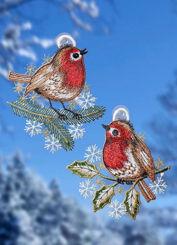 Fensterbild aus Plauener Spitze, 2er Set 