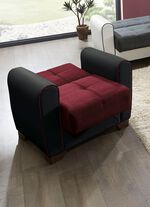 Polsterm&ouml;bel mit Bettfunktion und Bettkasten SCHWARZ-ROT