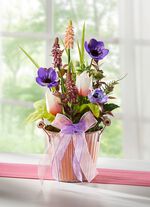 Gesteck mit Textilschleifenband 