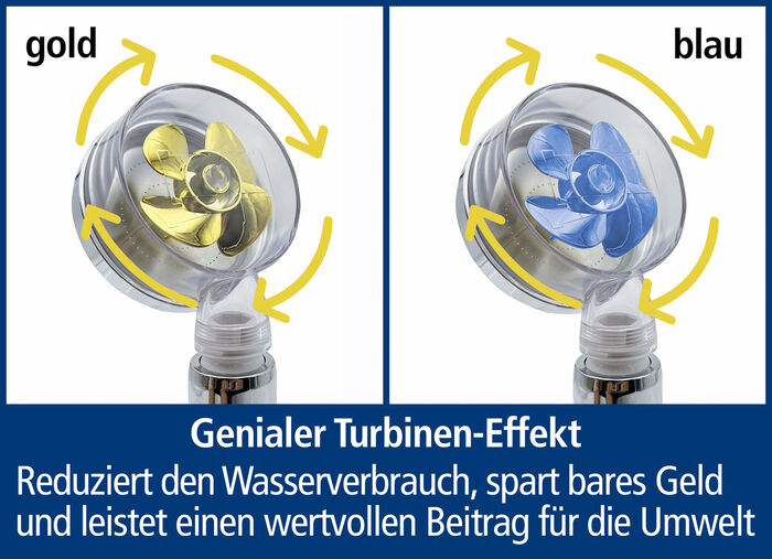 Duschkopf Aquadon EcoTornado mit genialem Turbinen-Effekt GOLD