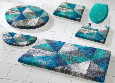 Badgarnitur von Grund mit geometrischem Dessin T&Uuml;RKIS-GRAU