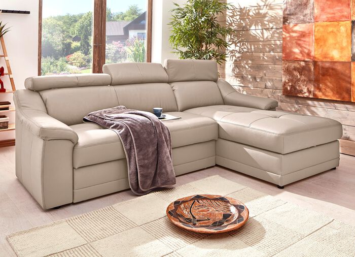 Frei im Raum aufstellbare Polsterecke mit Kopfteilverstellung CREME