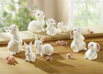 Hasenfiguren aus Keramik WEISS-ROSA