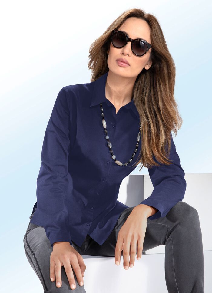 Bluse mit Hemdkragen MARINE