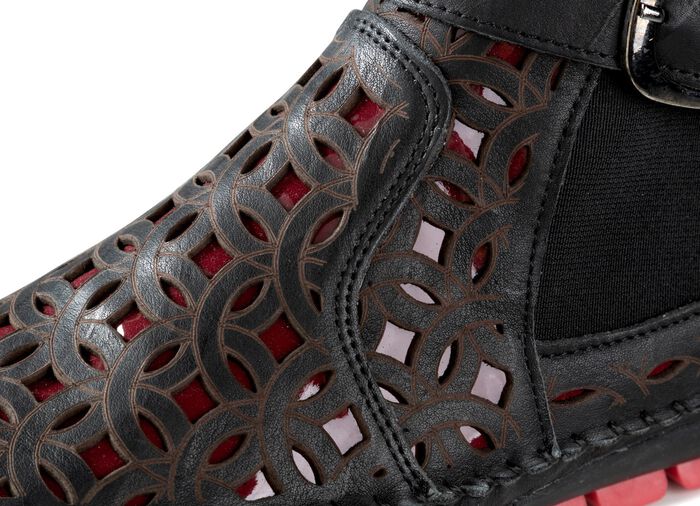 Gemini, sommerliche Damen-Boots, Weite G, mit herausnehmbarem Fu&szlig;bett SCHWARZ-RUBINROT