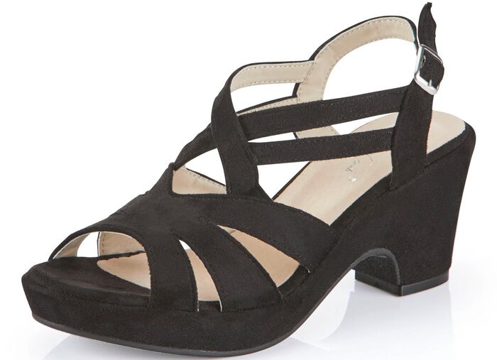 Andrea Conti, modische Damen-Sandaletten, mit verstellbarem Fersenriemchen SCHWARZ