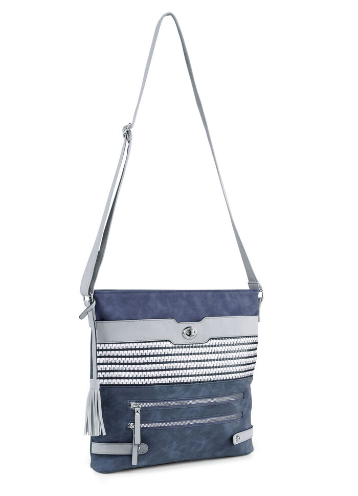 Tasche mit teilweise glitzernden Flechtdurchzügen JEANS