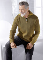 "Milano Italy"-Troyer mit kurzem Reißverschluss in 2 Farben OCKER MELIERT