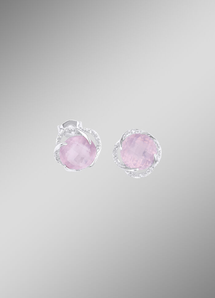 Ohrstecker mit Rosenquarz und Weißtopase 