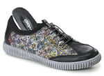Gemini Sneaker aus teilweise floral bedrucktem Rindleder SCHWARZ-BUNT