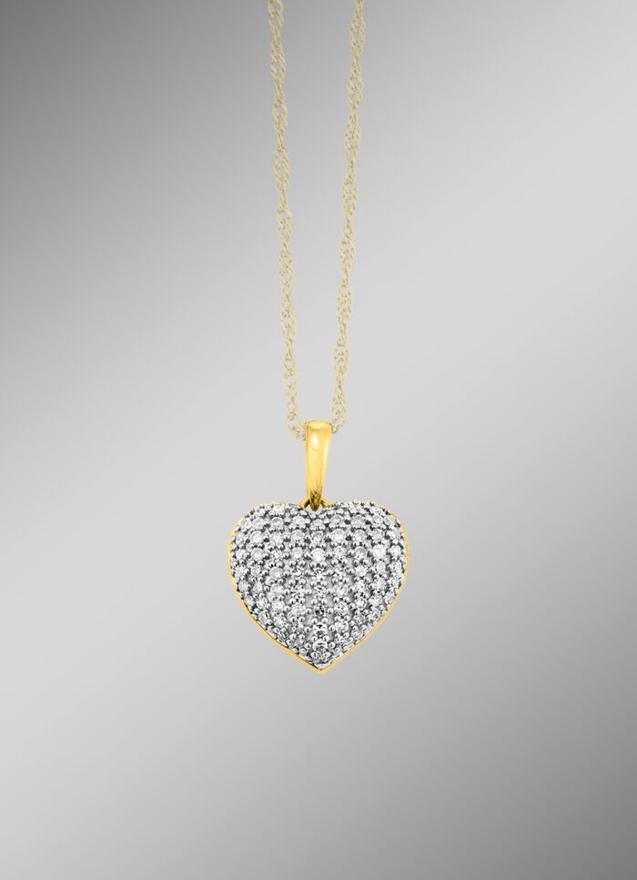 Herz-Anh&auml;nger mit funkelnden Diamanten 