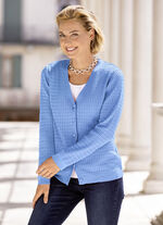 Strickjacke mit Zöpfchendessin BLEU