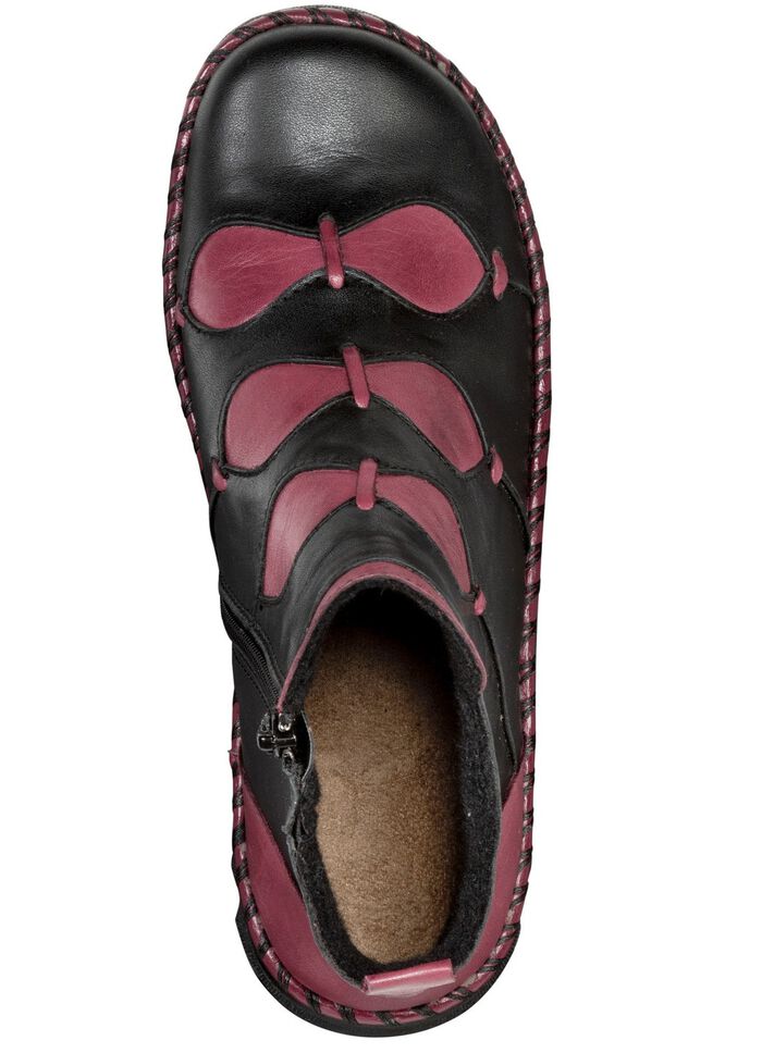 Gemini Bootie aus dezent schattiertem Rind-Nappaleder SCHWARZ-BORDEAUX