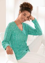 Pullover mit Ajourmuster JADEGRÜN-WEISS