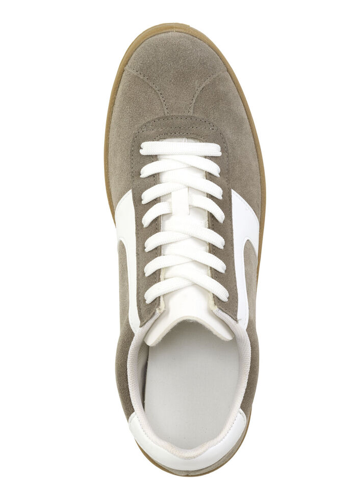 Sneaker aus Veloursleder mit Nappa-Besätzen und gepolstertem Schaftrand TAUPE