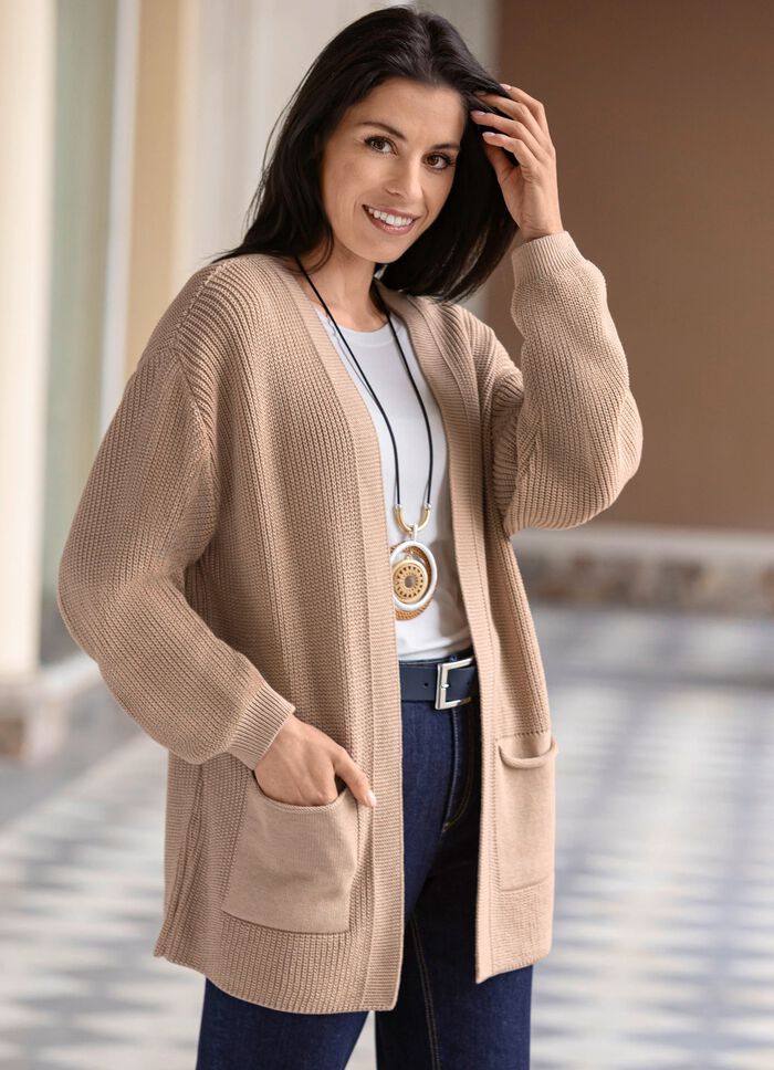 Strickjacke in Perlfang BEIGE