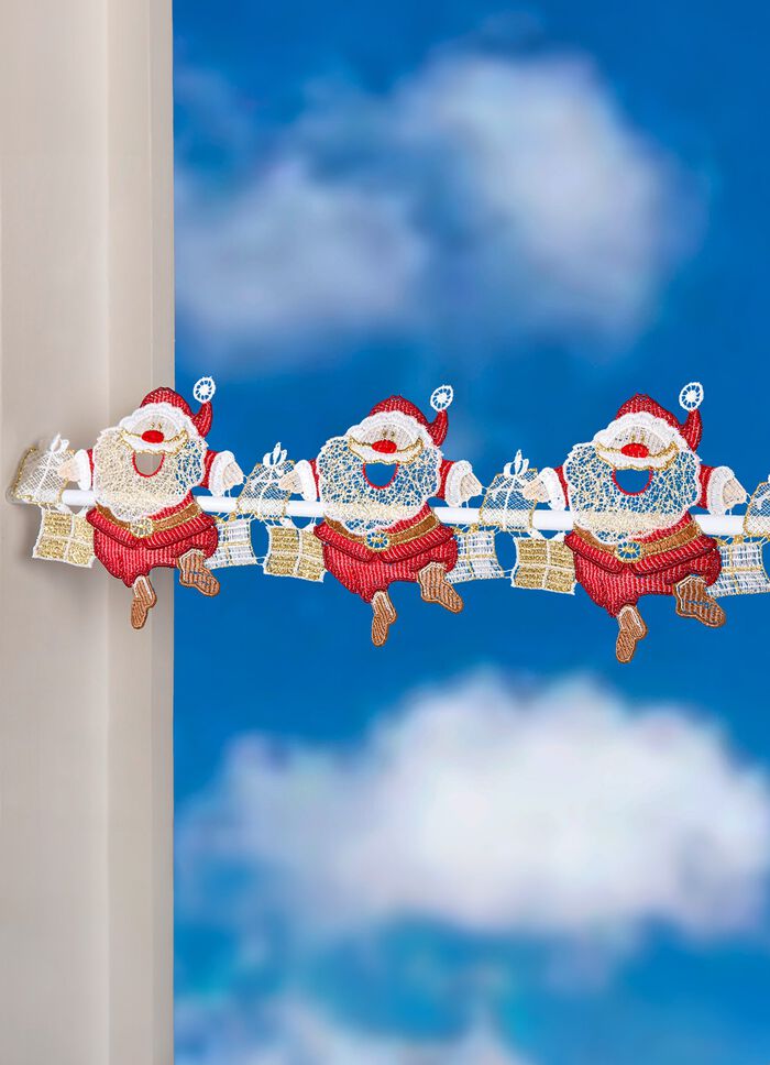 Stangendekoration Santa aus Plauener Spitze 