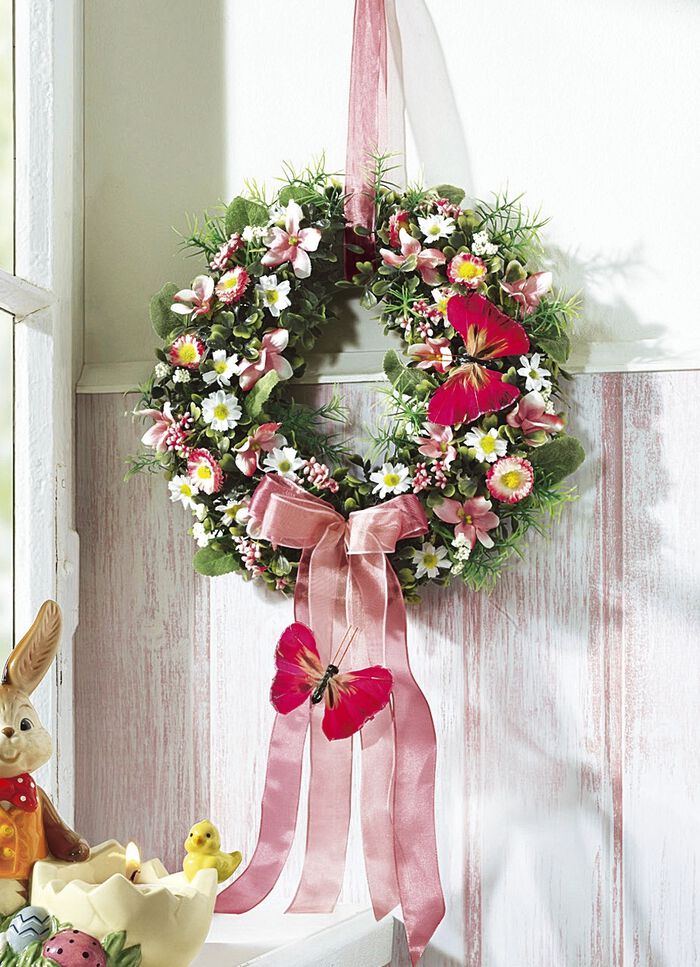 Wandkranz mit Frühlingsblumen 