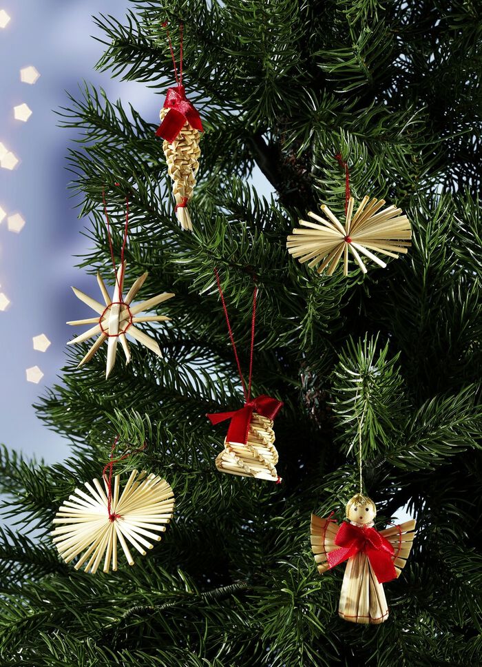 Baumh&auml;nger-Set, 48-teilig, aus Stroh 