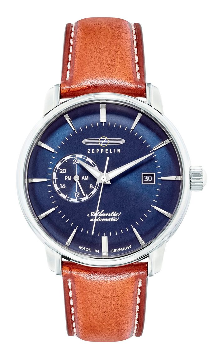 Zeppelin-Automatik-Herrenuhr mit Edelstahlgeh&auml;use und Lederband 