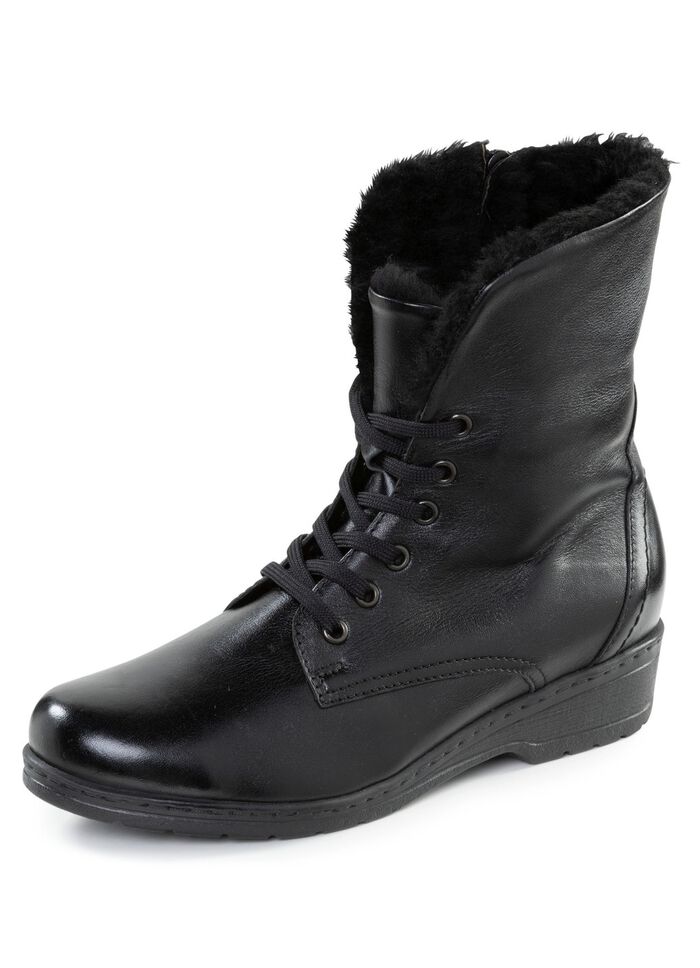 ELENA EDEN Schn&uuml;r-Stiefelette mit umschlagbarem Lammfellkragen 