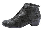 Waldl&auml;ufer Schn&uuml;r-Stiefelette mit floraler Pr&auml;gung SCHWARZ