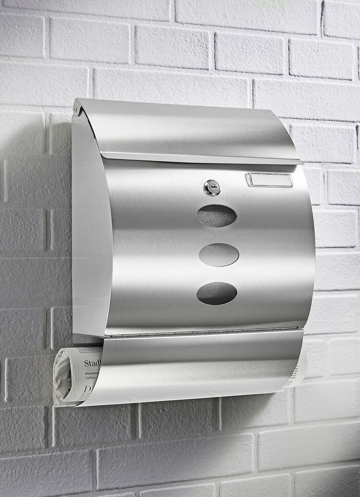 Abschließbarer Edelstahl-Briefkasten SILBER