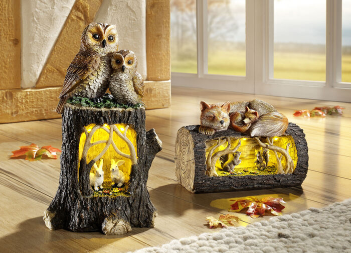 Beleuchteter Baumstamm BRAUN-BEIGE