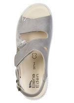 ELENA EDEN, bequeme Damen-Sandalen, Weite H, mit herausnehmbarem Fu&szlig;bett GRAU-BEIGE