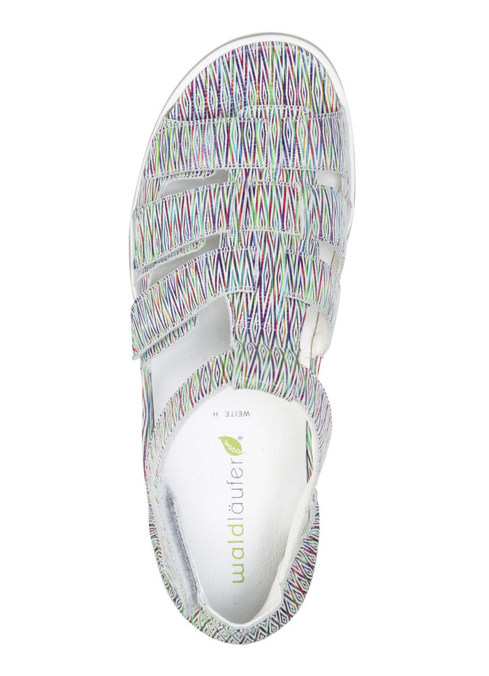 Waldläufer, bequeme Damen-Sandalen, Weite H, mit herausnehmbarem Fußbett WEISS-BUNT