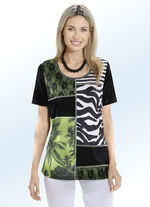 Shirt mit Muster- und Materialmix