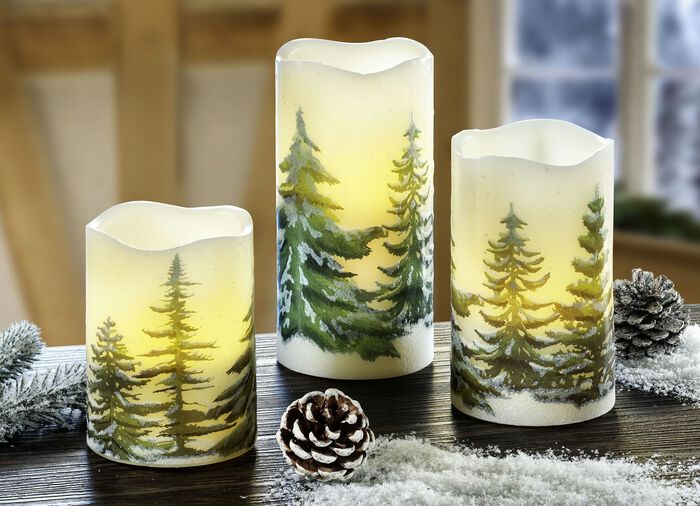 LED-Echtwachskerzen, 3er-Set 