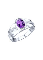 Eleganter Damenring mit echt Amethyst und synth. Zirkonia 