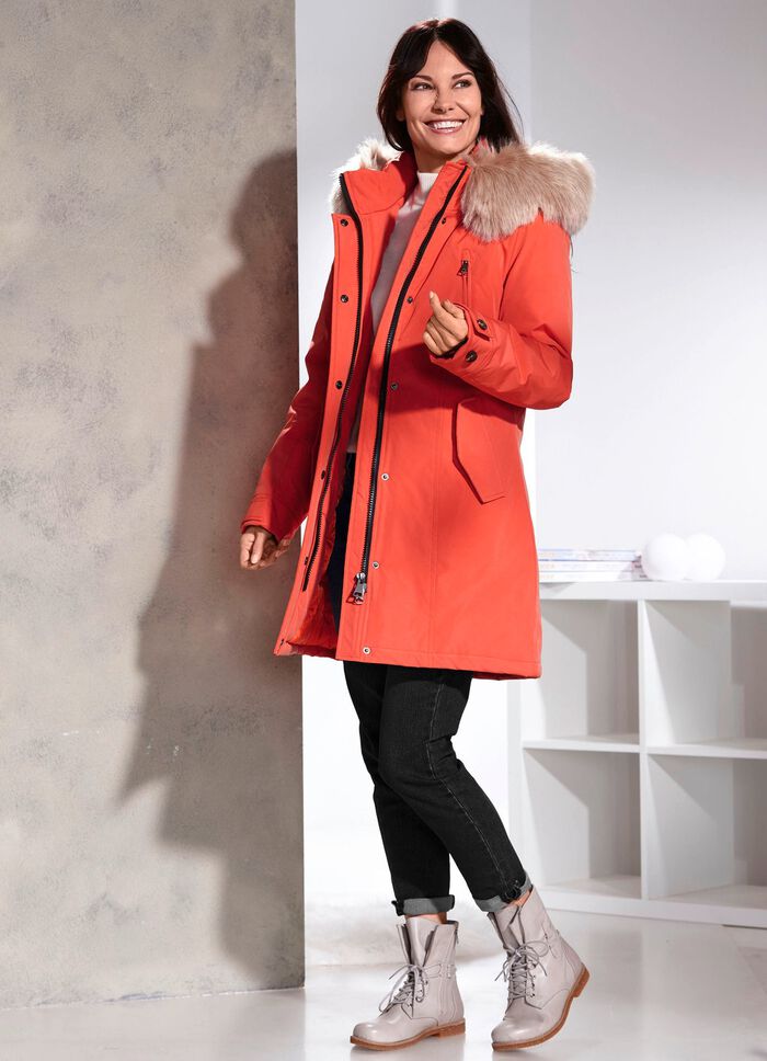 Kurzmantel mit gr&ouml;&szlig;enverstellbarer Kapuze 