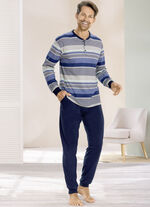 Schlafanzug mit Knopfleiste und B&uuml;ndchenabschl&uuml;ssen 