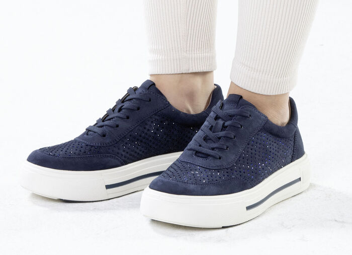 ELENA EDEN Sneaker aus feinem Veloursleder MARINE