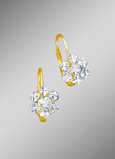 Diamant-Ohrringe in Bl&uuml;tenfrom mit 2 lupenreinen Brillanten 
