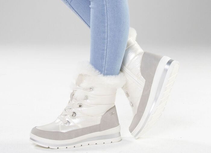 ELENA EDEN, gefütterte Damen-Boots, Winterschuhe, Weite G, mit herausnehmbarem Fußbett PERLWEISS-GRAU