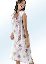 Nachthemd, Kurzarm mit Rundhals WEISS-KIRSCHROT