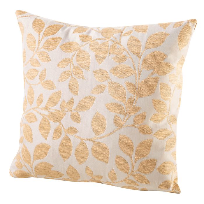 Kissenbezug mit h&uuml;bschem Bl&auml;ttermotiv WEISS-GOLD