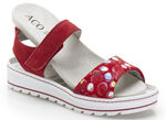 Sandale mit bunt bedrucktem Veloursmaterial ROT