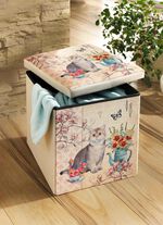 Sitzw&uuml;rfel mit Katzenmotiv CREME