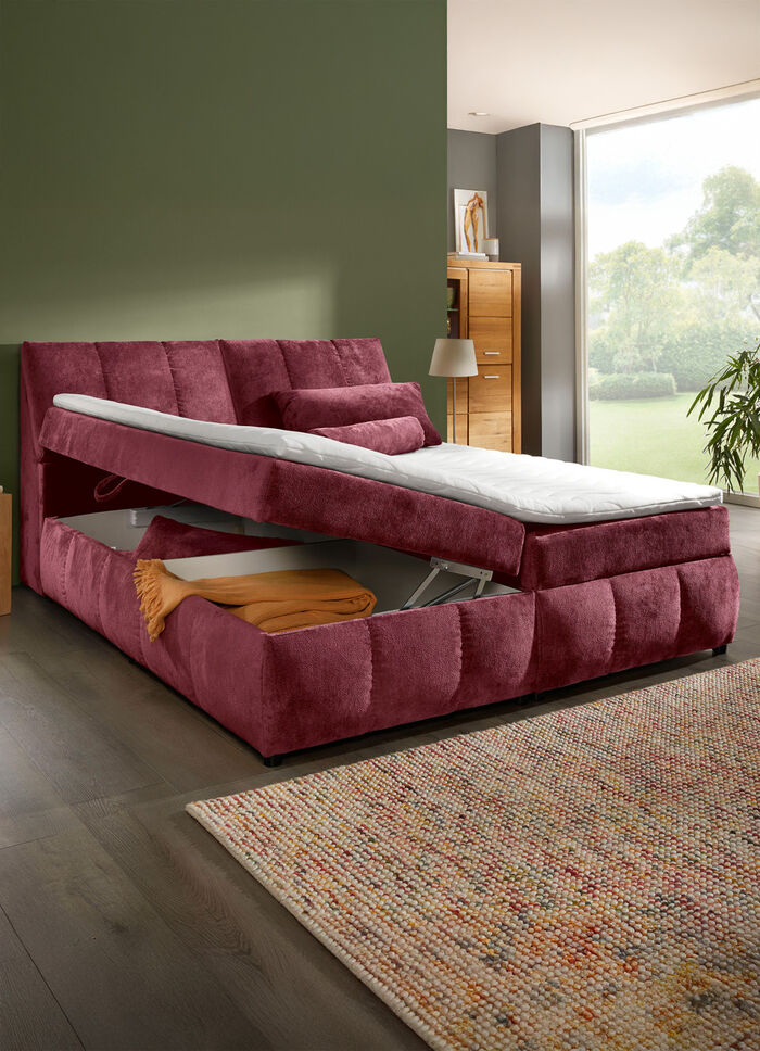 Boxspringbett mit Stauraum im Kopfteil und Bettkasten BORDEAUX