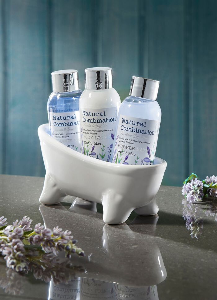 Bade-Set in Duftrichtung Lavendel & Salbei, 4-teilig 
