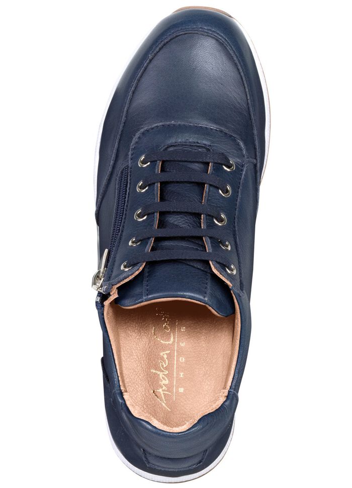 Andrea Conti Schn&uuml;r-Sneaker  aus weichem Nappaleder MARINE