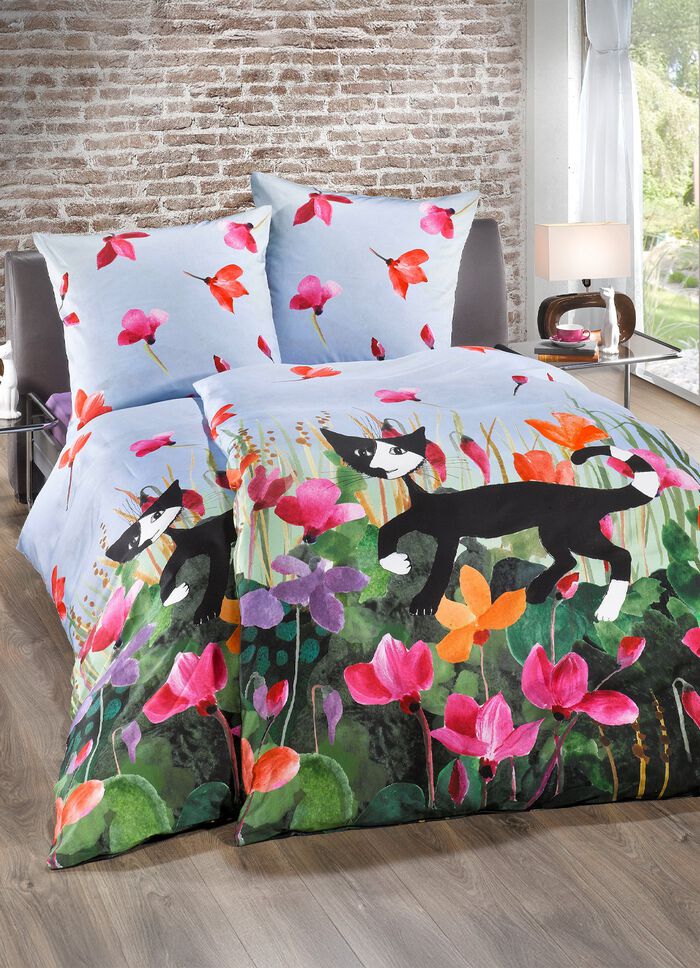 Feinbiber-Bettw&auml;sche-Garnitur mit Rei&szlig;verschluss 