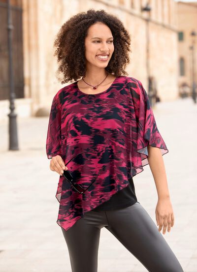 Poncho-Tunika mit eingearbeitetem Top 