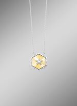 Halskette in Bicolor mit 1 Brillant und 36 Diamanten 