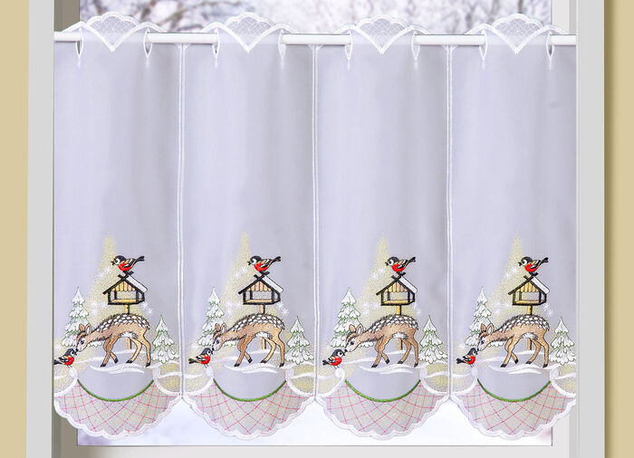 Kurzstore aus echter Plauener Spitze mit Stangendurchzug 