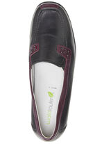 Waldläufer, bequeme Damen-Slipper, Weite H, mit herausnehmbarem Fußbett SCHWARZ-BURGUND